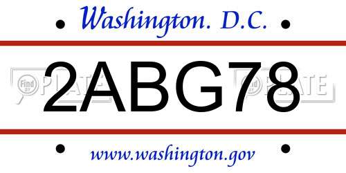 2ABG78 District Of Columbia License Plate