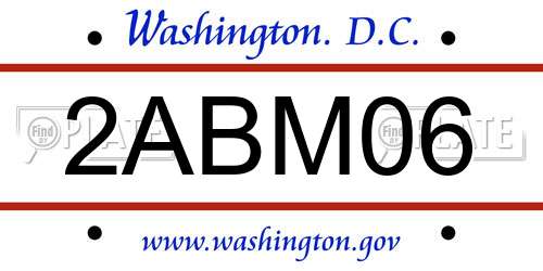 2ABM06 District Of Columbia License Plate