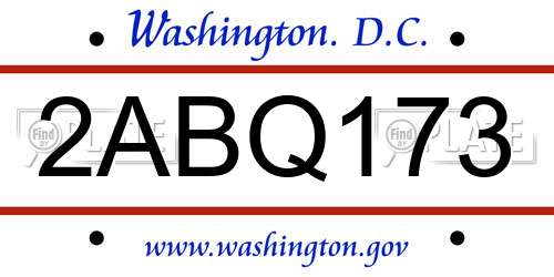 2ABQ173 District Of Columbia License Plate