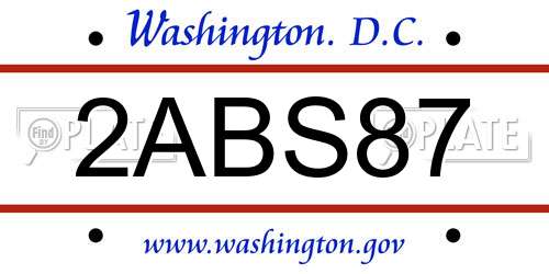 2ABS87 District Of Columbia License Plate