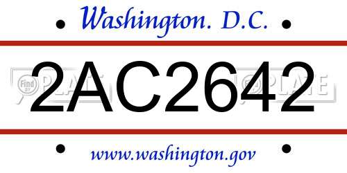 2AC2642 District Of Columbia License Plate