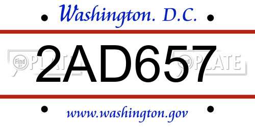 2AD657 District Of Columbia License Plate