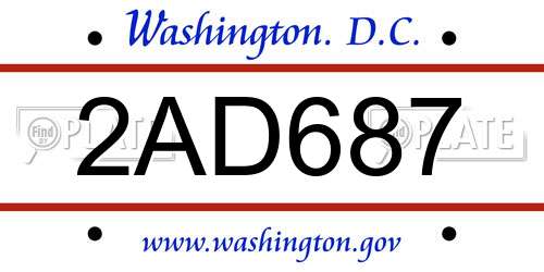2AD687 District Of Columbia License Plate