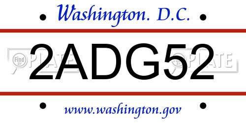 2ADG52 District Of Columbia License Plate