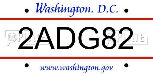 2ADG82 District Of Columbia License Plate