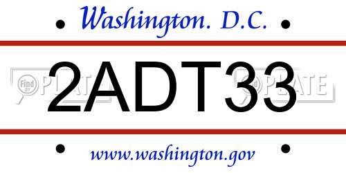 2ADT33 District Of Columbia License Plate