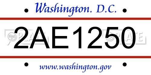 2AE1250 District Of Columbia License Plate
