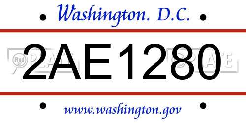 2AE1280 District Of Columbia License Plate