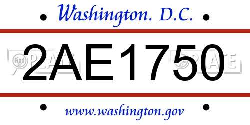 2AE1750 District Of Columbia License Plate