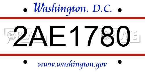 2AE1780 District Of Columbia License Plate