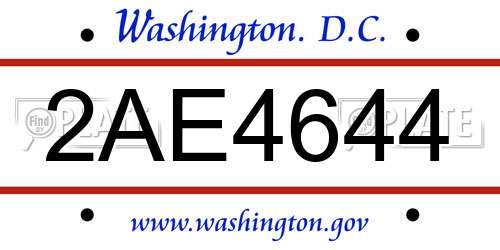 2AE4644 District Of Columbia License Plate