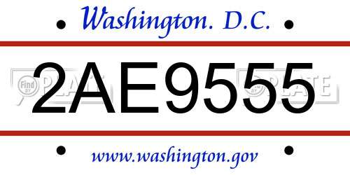 2AE9555 District Of Columbia License Plate