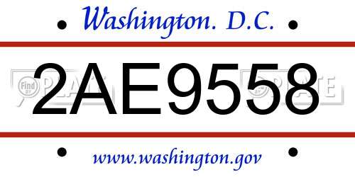 2AE9558 District Of Columbia License Plate