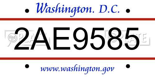 2AE9585 District Of Columbia License Plate