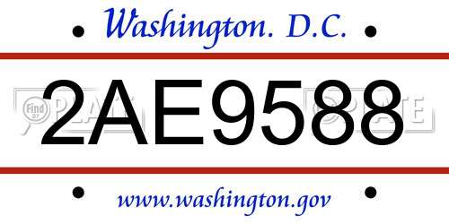 2AE9588 District Of Columbia License Plate