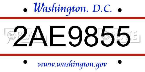 2AE9855 District Of Columbia License Plate