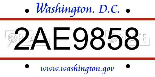 2AE9858 District Of Columbia License Plate