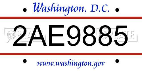 2AE9885 District Of Columbia License Plate