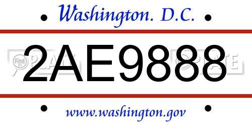 2AE9888 District Of Columbia License Plate