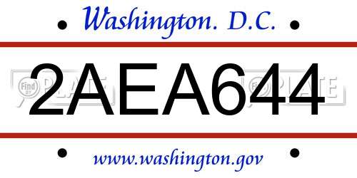 2AEA644 District Of Columbia License Plate