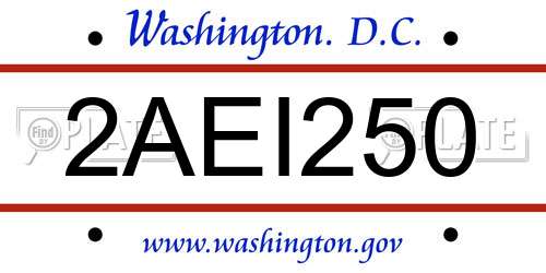 2AEI250 District Of Columbia License Plate