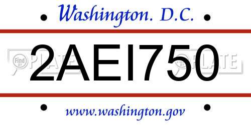2AEI750 District Of Columbia License Plate