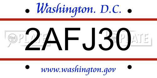 2AFJ30 District Of Columbia License Plate