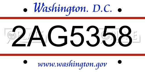 2AG5358 District Of Columbia License Plate