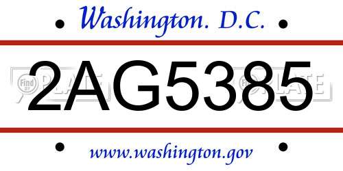 2AG5385 District Of Columbia License Plate