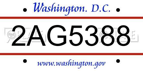 2AG5388 District Of Columbia License Plate