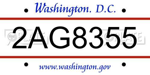 2AG8355 District Of Columbia License Plate