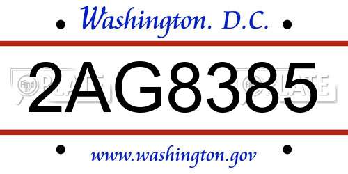 2AG8385 District Of Columbia License Plate