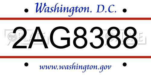 2AG8388 District Of Columbia License Plate