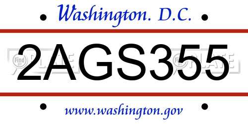 2AGS355 District Of Columbia License Plate