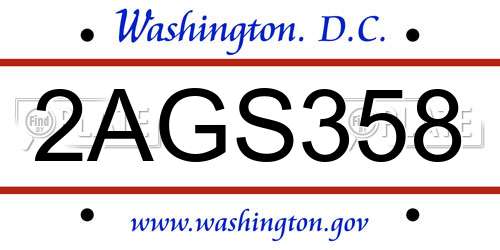 2AGS358 District Of Columbia License Plate
