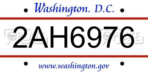2AH6976 District Of Columbia License Plate