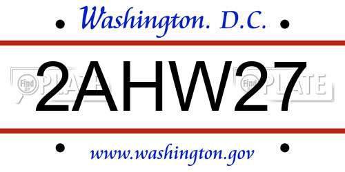 2AHW27 District Of Columbia License Plate