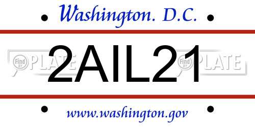 2AIL21 District Of Columbia License Plate