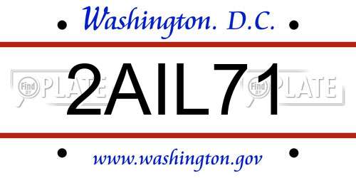 2AIL71 District Of Columbia License Plate