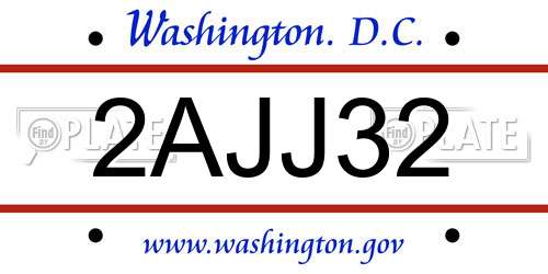2AJJ32 District Of Columbia License Plate