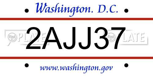 2AJJ37 District Of Columbia License Plate