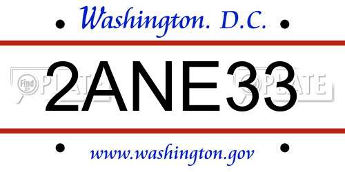 2ANE33 District Of Columbia License Plate
