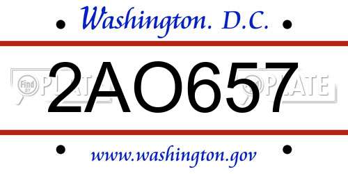 2AO657 District Of Columbia License Plate