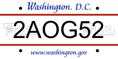 2AOG52 District Of Columbia License Plate