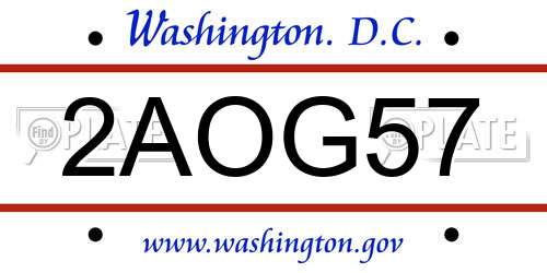 2AOG57 District Of Columbia License Plate
