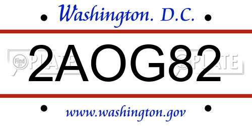 2AOG82 District Of Columbia License Plate