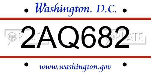 2AQ682 District Of Columbia License Plate