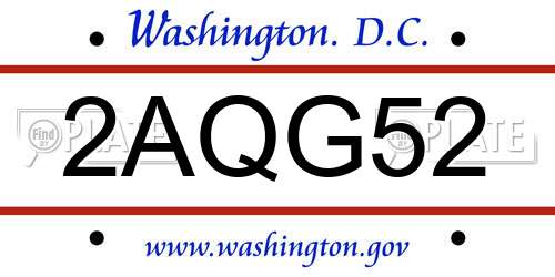 2AQG52 District Of Columbia License Plate