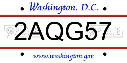 2AQG57 District Of Columbia License Plate