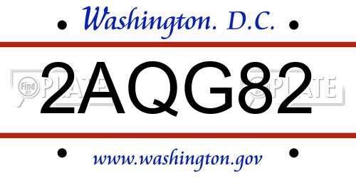 2AQG82 District Of Columbia License Plate